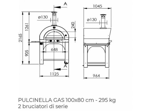 Immagine di FORNO A GAS CLEMENTI PULCINELLA 100X80 CON BASE 4/5 PIZZE