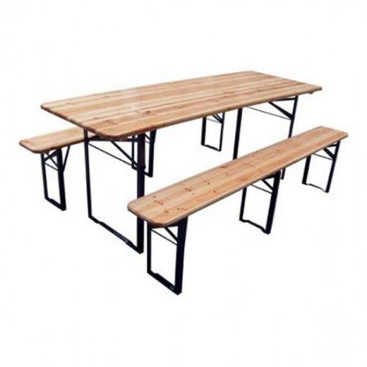 Immagine di 20 SET BIRRERIA TAVOLO CM.220X80 + PANCHE A 3 GAMBE 