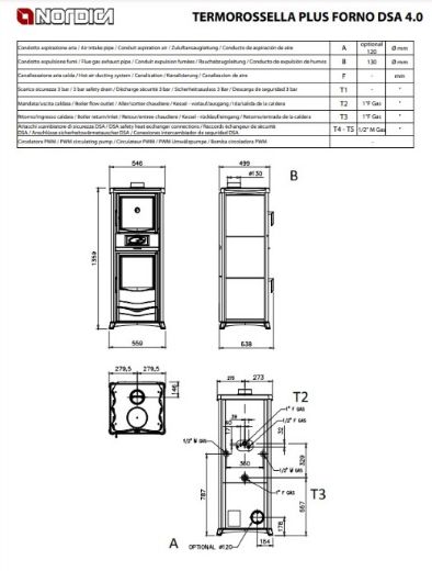 Immagine di TERMOSTUFA A LEGNA NORDICA TERMOROSSELLA PLUS FORNO DSA 4.0