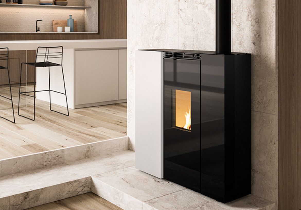 Immagine di STUFA A PELLET IDRO VENTILATA PALAZZETTI ECOFIRE TIFFANY IDRO TC US 5 STELLE