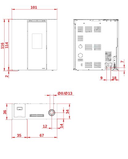 Immagine di STUFA A PELLET IDRO VENTILATA PALAZZETTI ECOFIRE TIFFANY IDRO TC US 5 STELLE