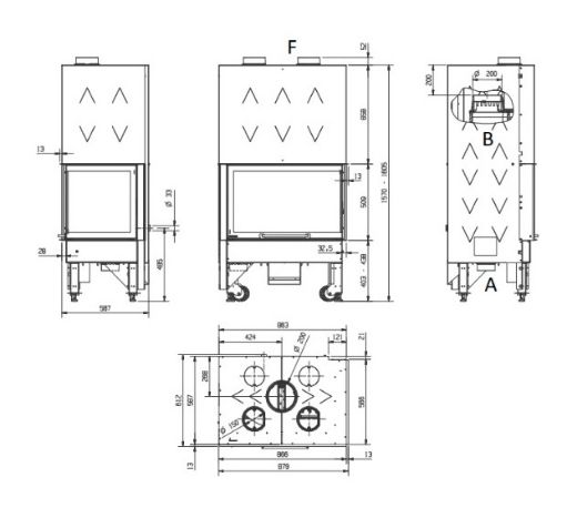 Immagine di MONOBLOCCO 800 A LEGNA NORDICA AD ANGOLO PER CAMINETTI 